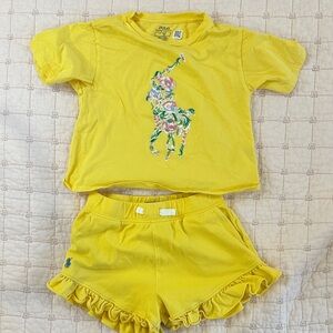 Polo Ralph Lauren Yellow Floral Pony Tee & Ruffle Shorts